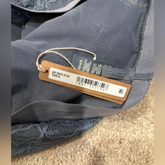 Skims Blue lace boxer shorts & bandeau bra set size small - Picture 2 of 4